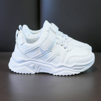 Spring Kids White Sneakers Leisure Chunky Concise Fashion Boys Girls Sport Shoes 26-37 Running All-match Children Trainers