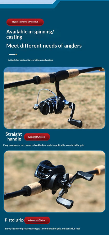 Baitcasting Fishing Rod Combo 2 Piece Telescopic Pistol Grip Reel Included Beginner Bass Lure Rod Portable Telescopic Fishing