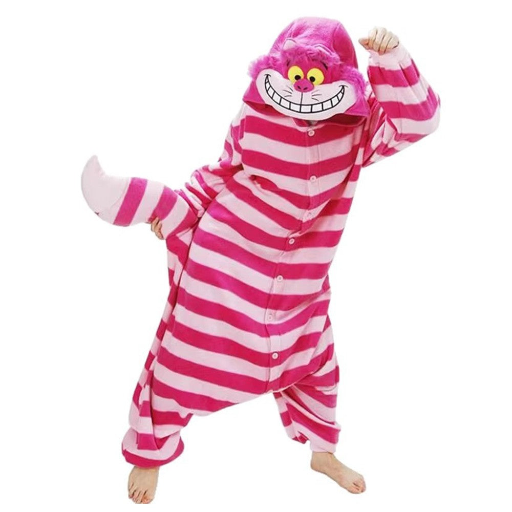 Cheshire Cat Onesie Pajamas Cosplay Costume for Adults Family Animal Outfit Stage Performance Anime Convention Party Halloween