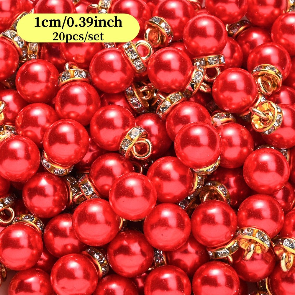 20pcs/set Shiny CCB Christmas Beads Pendant Classic Golden Rhinestone Spacer Beads For Earrings  Making Fashion Accessories