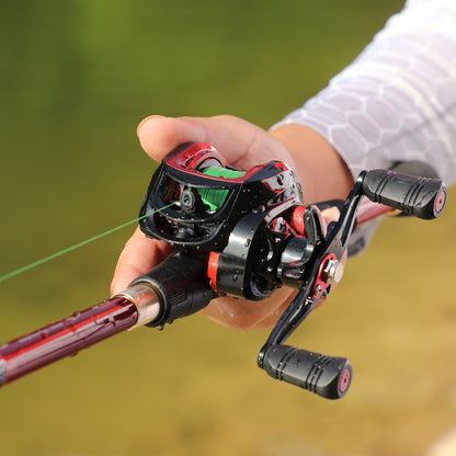 Sougayilang 1.8-2.4m Fibra de Carbono Vara de Pesca Telescópica e Molinete Combo de Alta Qualidade Vara de Pesca de Arremesso 18+1BB Conjunto de Pesca com Molinete