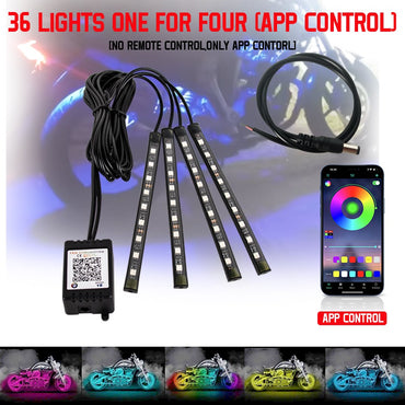 Motorcycle Atmosphere Led Light Strips Waterproof RGB Wireless RF Remote APP Control Motorbike Universal Decorative lights