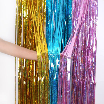2M Glitter Pink Metallic Foil Tinsel Curtain Backdrop Birthday Wedding Bridal Shower Bachelorette Party Decor Adult Anniversary