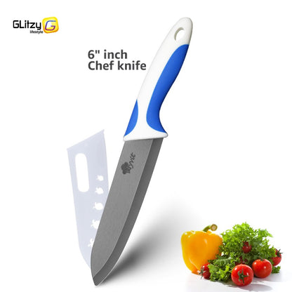 Faca de Cozinha Chef Inoxidável Faca de Cerâmica para Frutas Faca Utilitária Doméstica para Fatiar Legumes Lâminas Pretas Afiadas para Cozinhar