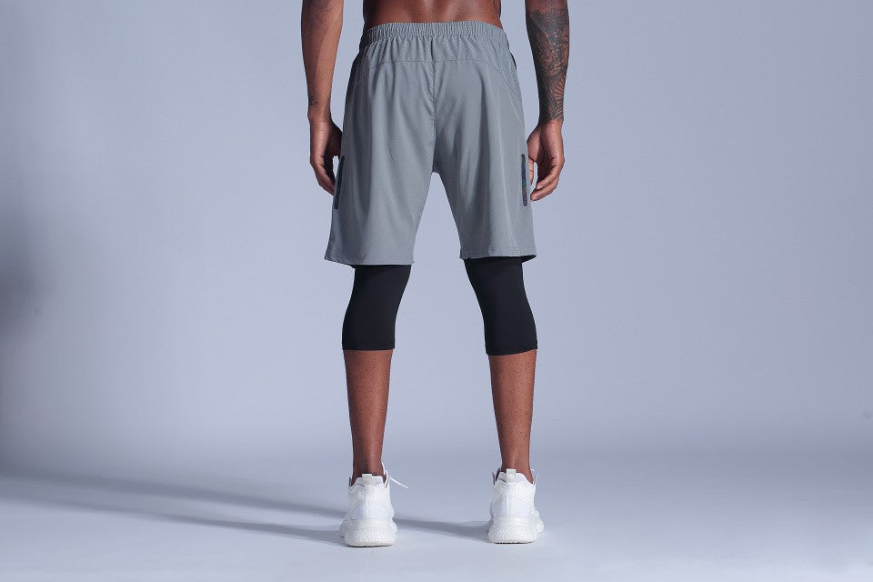2 in 1 Compression Pants Mens basketball shorts Leggings sport Running Shorts High Elastic Dry Fit Training Tights Jogging Pants
