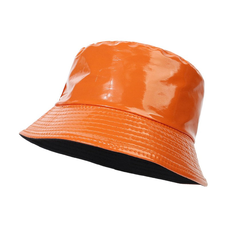 Fashion Shiny Hip-Hop Bucket Hat for Women Men PU Leather Waterproof Panama Cap Summer Fisherman Cap Bob Sun Hat Fishing Cap