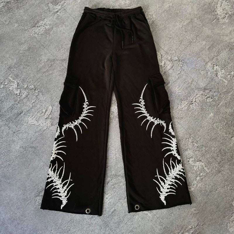 2025 Tendência Moda Rua Punk Hip-hop Calça Solta Masculina Retrô Harajuku Y2K Versátil Calça Casual Feminina Oversized