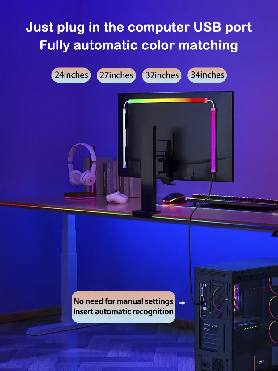 Smart LED Gaming Strip Light Computer Monitor Backlight Sync Strip Light RGB Light Bar Screen USB Gaming Bedroom Decor Lamp