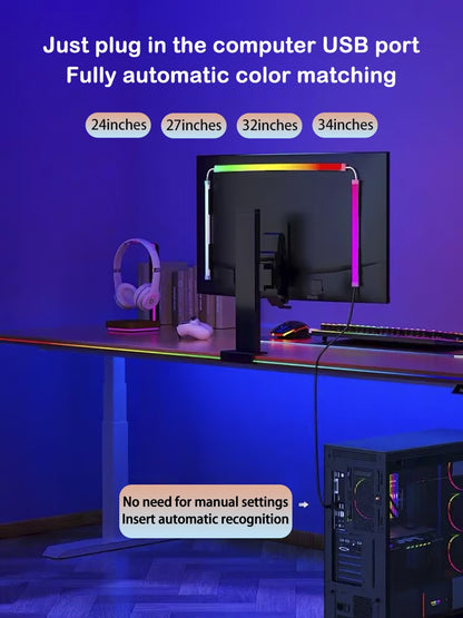 Smart LED Gaming Strip Light Computer Monitor Backlight Sync Strip Light RGB Light Bar Screen USB Gaming Bedroom Decor Lamp