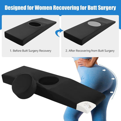 Cama pós-cirúrgica para BBL com orifício para dormir confortavelmente, colchão de espuma de alta densidade para recuperação de BBL, suporte para Brazilian Butt Lift