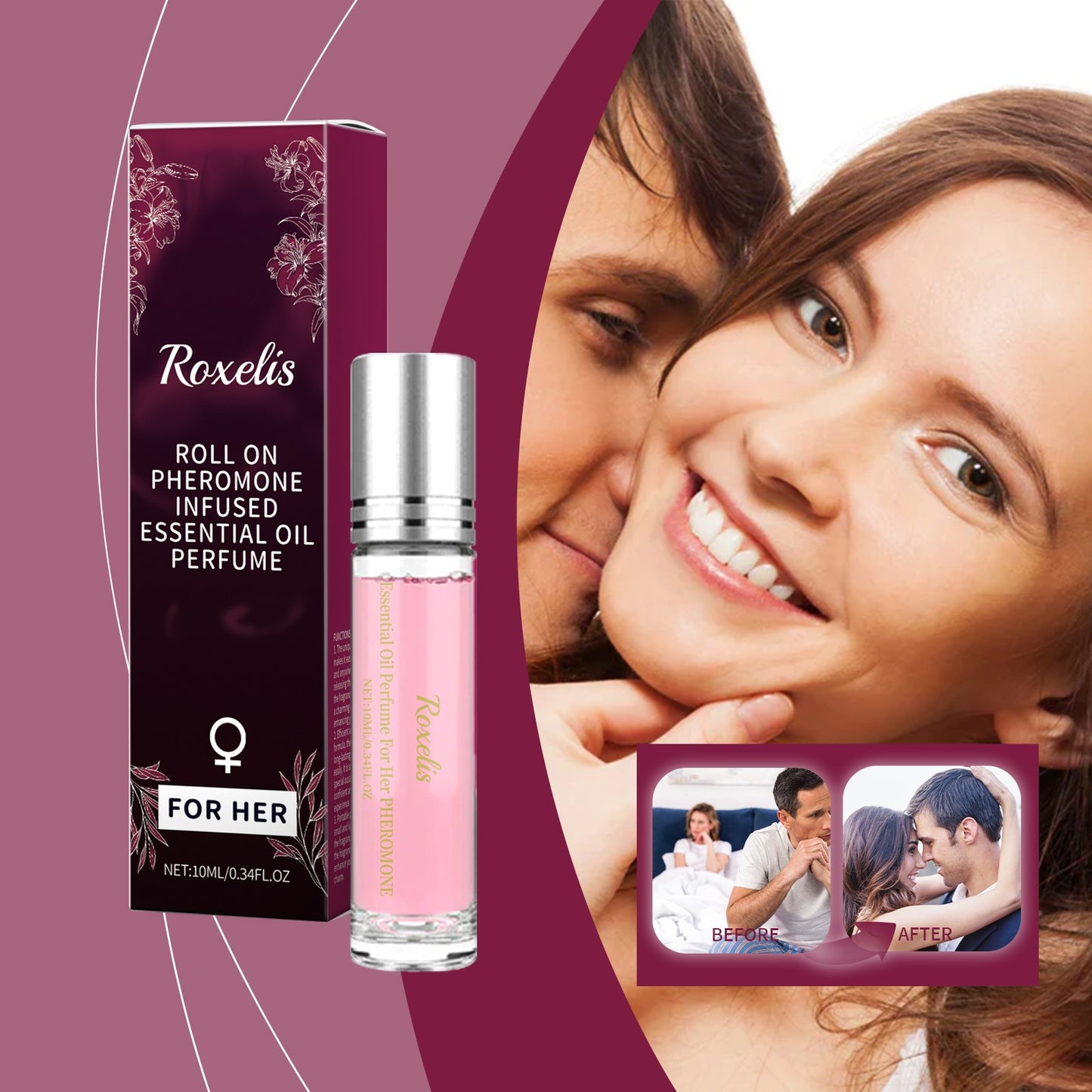 Roxelis Women Ball Perfume Natural Fresh Scent Elegant Charming Lasting Fragrant Ball Design Portable Perfume Skin-Friendly