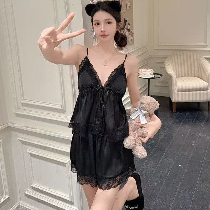 French-Style Strapless Nightgown for Women Summer Strapless Robe Two-Piece Set Summer Purely Sensual Beauty Straps with Padded C
