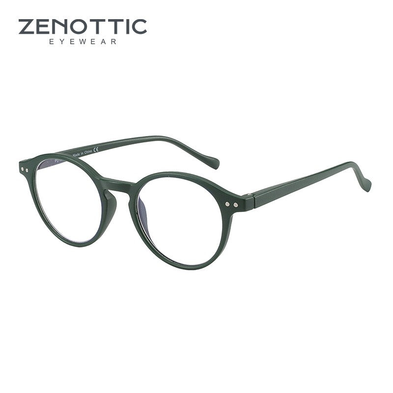 Óculos de Leitura Retrô ZENOTTIC 2025 Antiluz Azul Para Leitura Moda Leve Óculos Feminino Masculino Dioptria 0 a 4.0