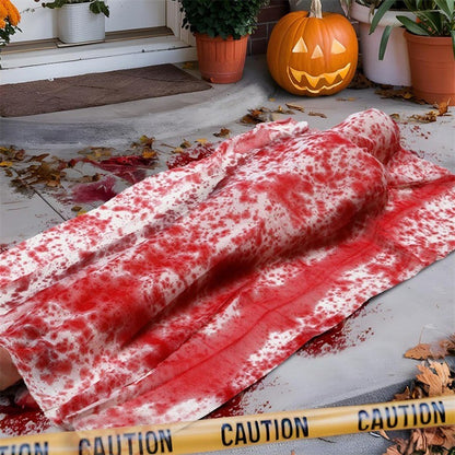 Decoração de Cena de Crime de Cadáver Falso de Halloween Pano Grosso com Estampas de Sangue 150 cm De Volta da Cova para Decoração de Festa