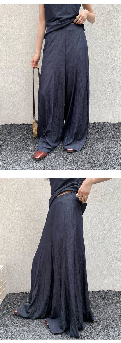 Neihe Summer Fashion Casual Wide Leg Denim Skirt Pants High-End Sensation Women's Long Pants Nine Points Seven Points Five Point