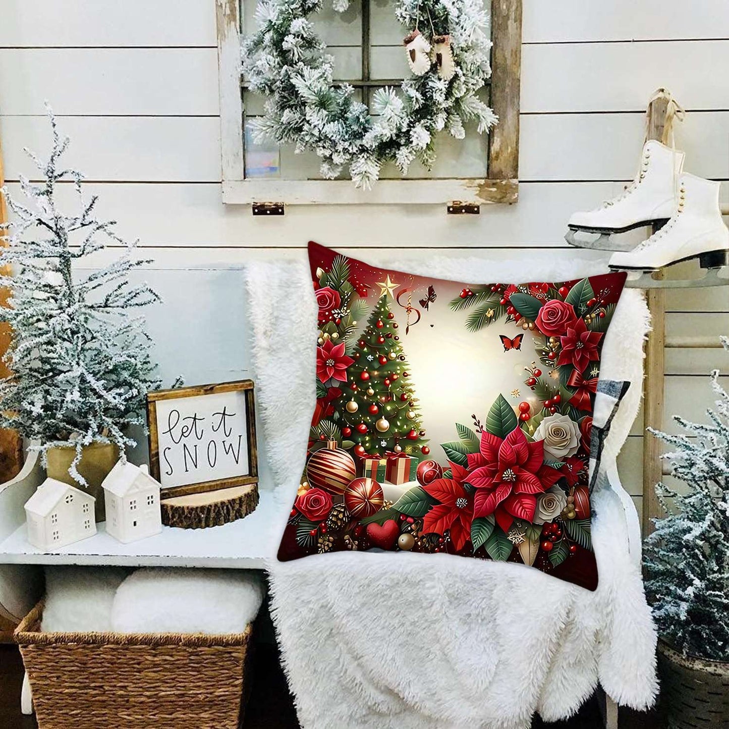 1pcs 2D Christmas Pillow Cover Xmas Party Decoration 2025 Xmas Holiday Santa Claus Pillow Cover Navidad Natal New Year Gift 2026