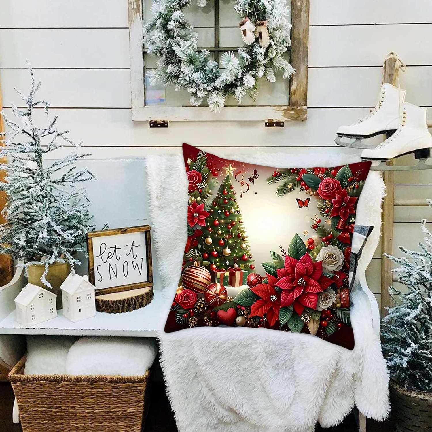 1pcs 2D Christmas Pillow Cover Xmas Party Decoration 2025 Xmas Holiday Santa Claus Pillow Cover Navidad Natal New Year Gift 2026