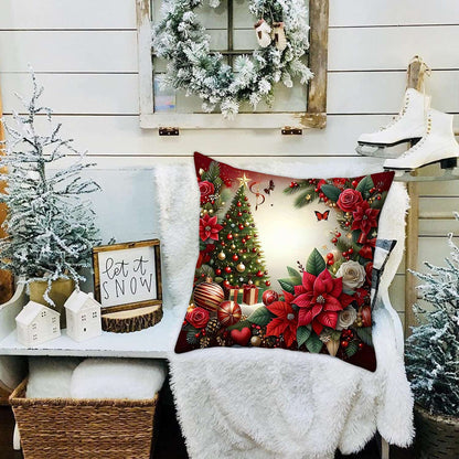 1pcs 2D Christmas Pillow Cover Xmas Party Decoration 2025 Xmas Holiday Santa Claus Pillow Cover Navidad Natal New Year Gift 2026