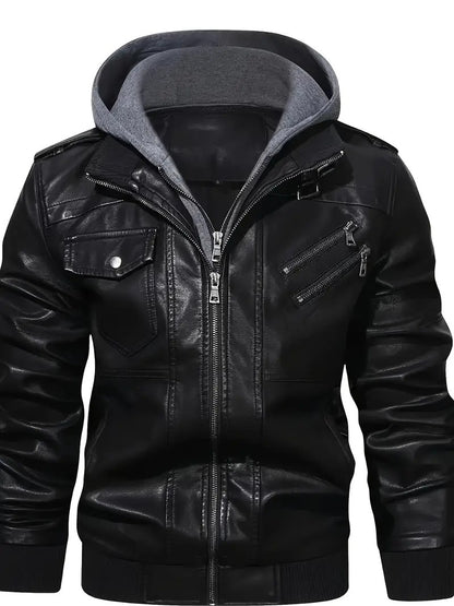 Motorcycle Leather Jackets Man Casual Fashion Motorcycle Coat Slim Fit Lapel PU Jackets Autumn Anti-wind Leather Coat Male