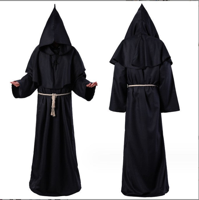 Medieval Hooded Monk Friar Priest Wizard Long Robe Unisex Adult Loose Stage Outfit For Masquerade Theme Party Halloween Cosplay