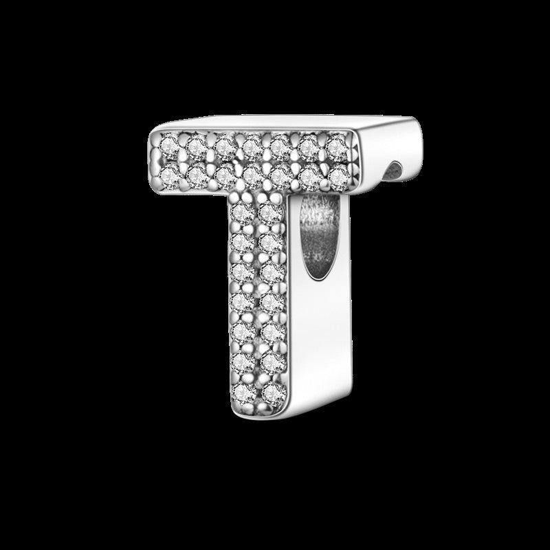 Fit Original Bangle Bracelet DIY A-Z Alphabet Charms Bead 925 Sterling Silver CZ Zircon LOVE Letter Dangle Pendant Jewelry Gift