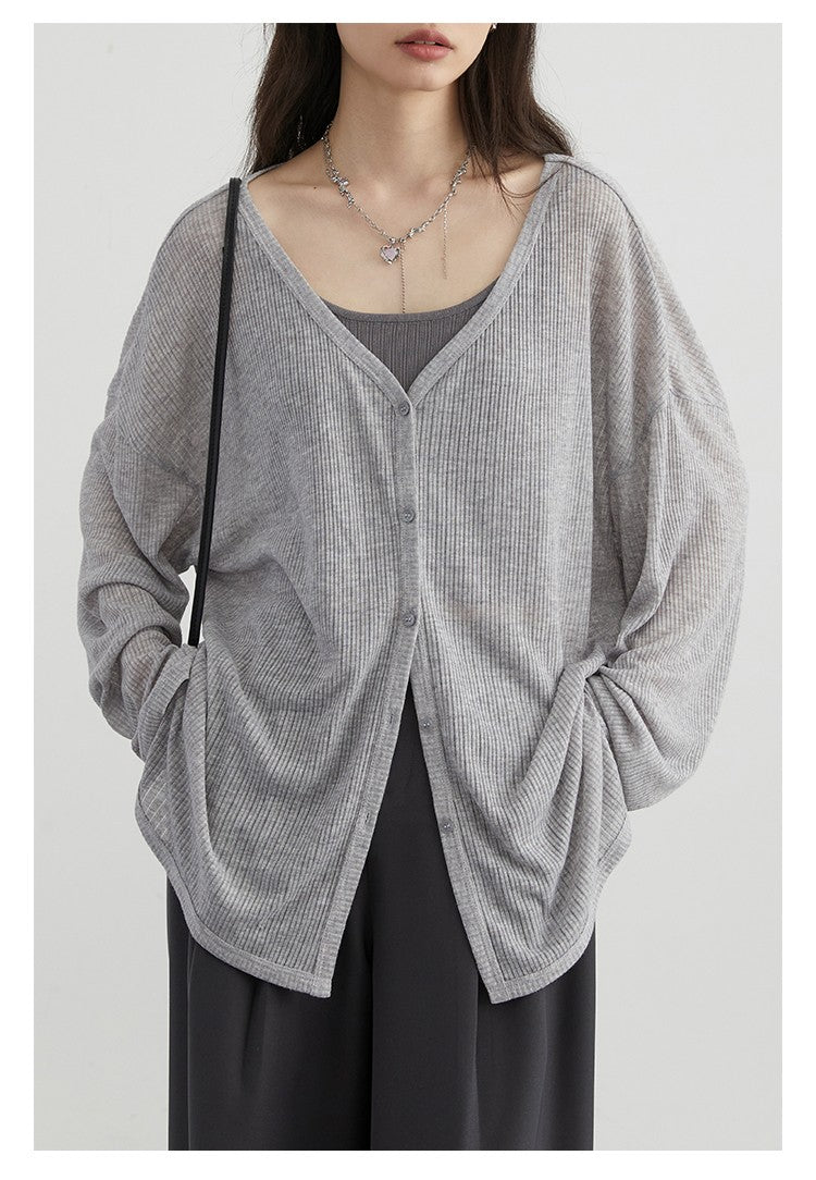 CHIC VEN Women's Cardigan New V-neck Long Sleeved Female Shirt Female Jumpers Sun Protection Woman Top Spring Summer 2024
