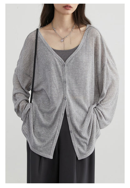 CHIC VEN Women's Cardigan New V-neck Long Sleeved Female Shirt Female Jumpers Sun Protection Woman Top Spring Summer 2024