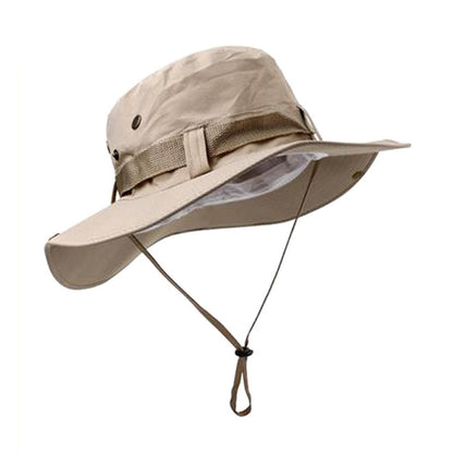 Summer Men Bucket Hat Outdoor UV Protection Wide Brim Panama Safari Hunting Hiking Mesh Fisherman Hat Beach Sunscreen Cap