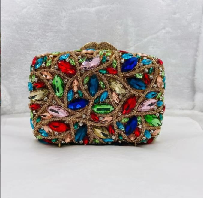 15 Colors Women Rhinestones Evening Bags Metal Diamond Mianudiere Handbag Bridal Clutches Wedding Party Stone Clutch Purse Bags