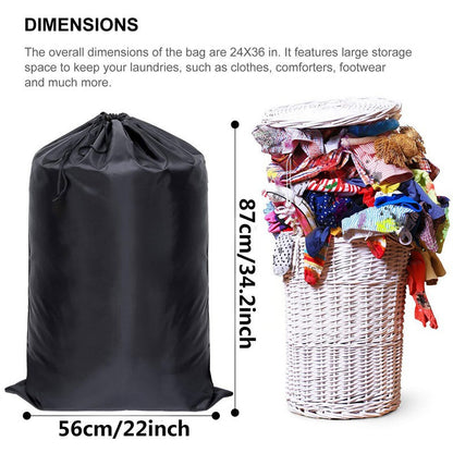 Waterproof Heavy Duty Backpack Black One Size Polyester Laundry Bag Camping Travel Sport Large Clothing Storage Bag Ditty Bags
