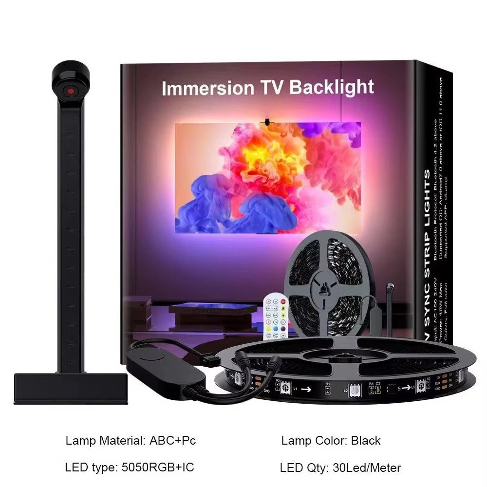 Smart TV LED Backlight with Camera for 55-75 inch Screens RGBIC LED Strip Lights Sync to Screen& Music Gaming Room Decor Light