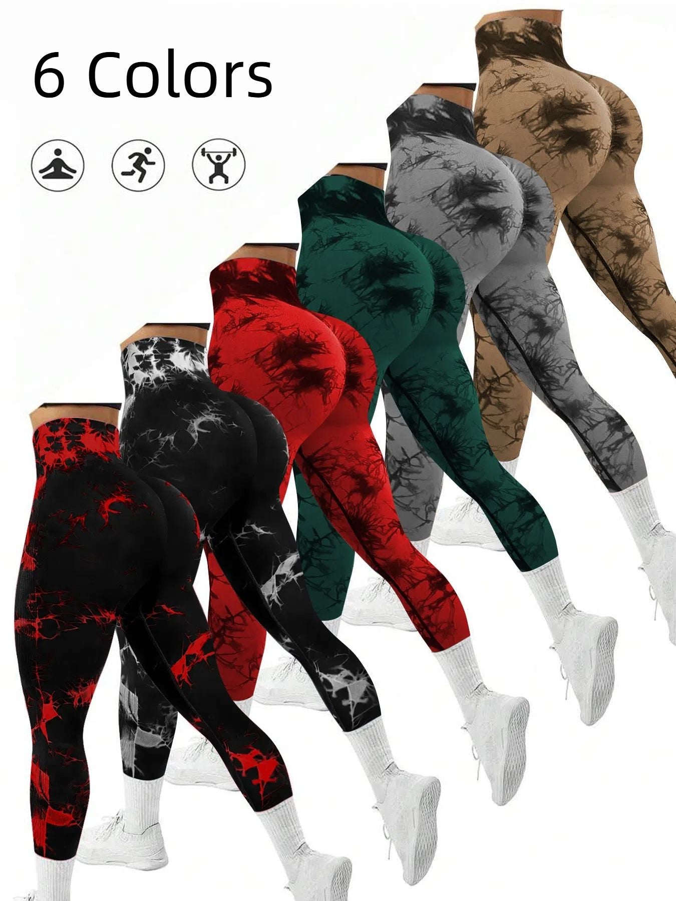 Women's Seamless Tie-dye Yoga Pants High Waist Soft Comfortable Gym Fitness Sportswear Workout Leggings Tights