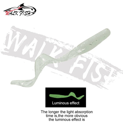 WALK FISH 10Pcs Spinpoler 60MM 80MM Iscas de Peixe Realistas Minhocas Isca de Silicone Artificial Macia Para Baixo Lúcio Isca Wobbler