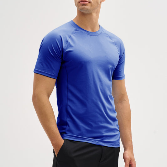 EKLENSON Men's Rashguard Swim Shirt Short Sleeve Mock Neck UPF 50+ T Shirts Loop Hem Quick Dry Loose Fit Water Surfing Shirt