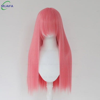 Peruca de Cosplay Longa e Lisa de Altíssima Qualidade, 400g, 48 Cores, 60cm, com Franja, Resistente ao Calor, Perucas Anime + Touca de Peruca