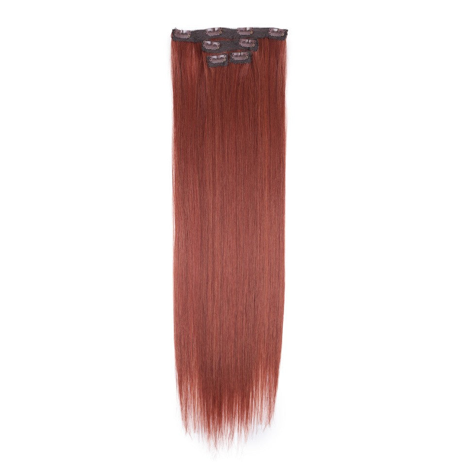 FASHION IDOL Long Straight Hairstyle 8 Clips In Hair Extensions Blonde 60CM Natural Synthetic Hair Daily Use Hairpiece Fake Hair