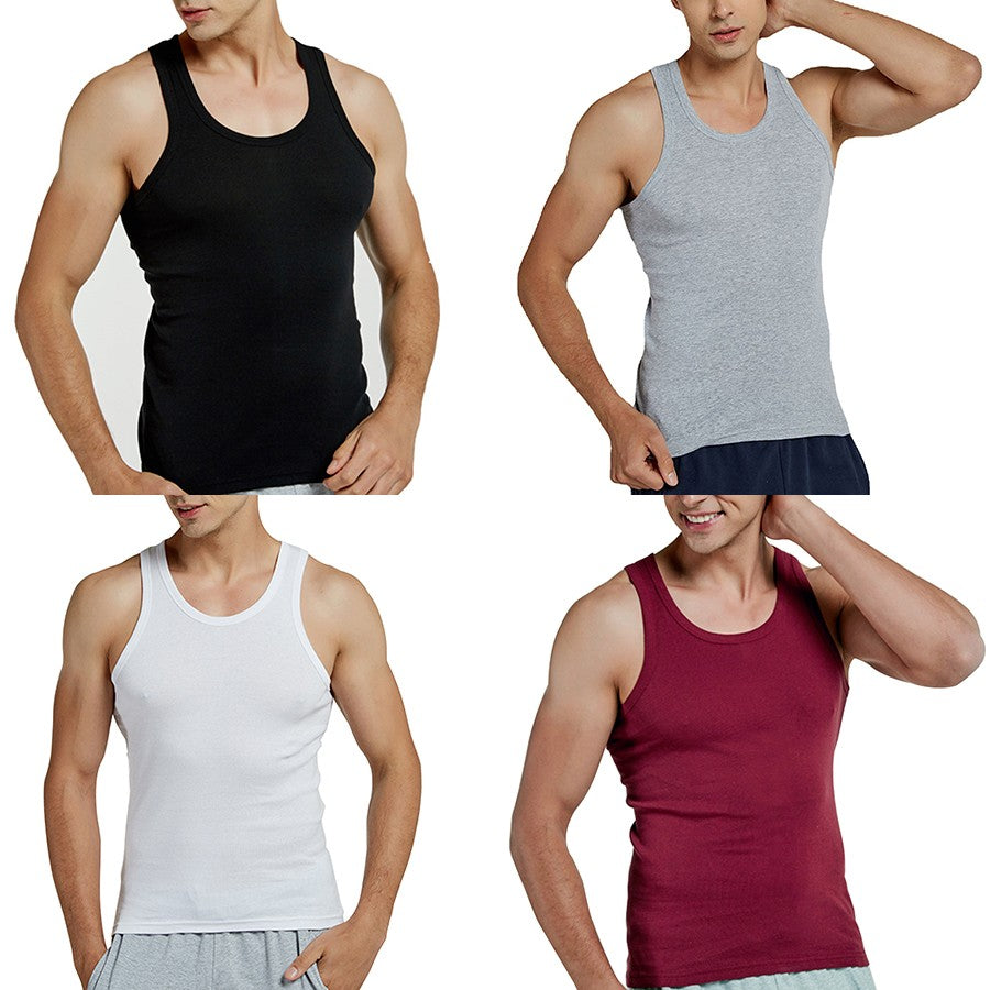 Tank Tops Men 2025 Summer 100% Cotton Cool Fitness Vest Sleeveless Tops Gym Slim Colorful Casual Undershirt Male 7 Colors 1PCS
