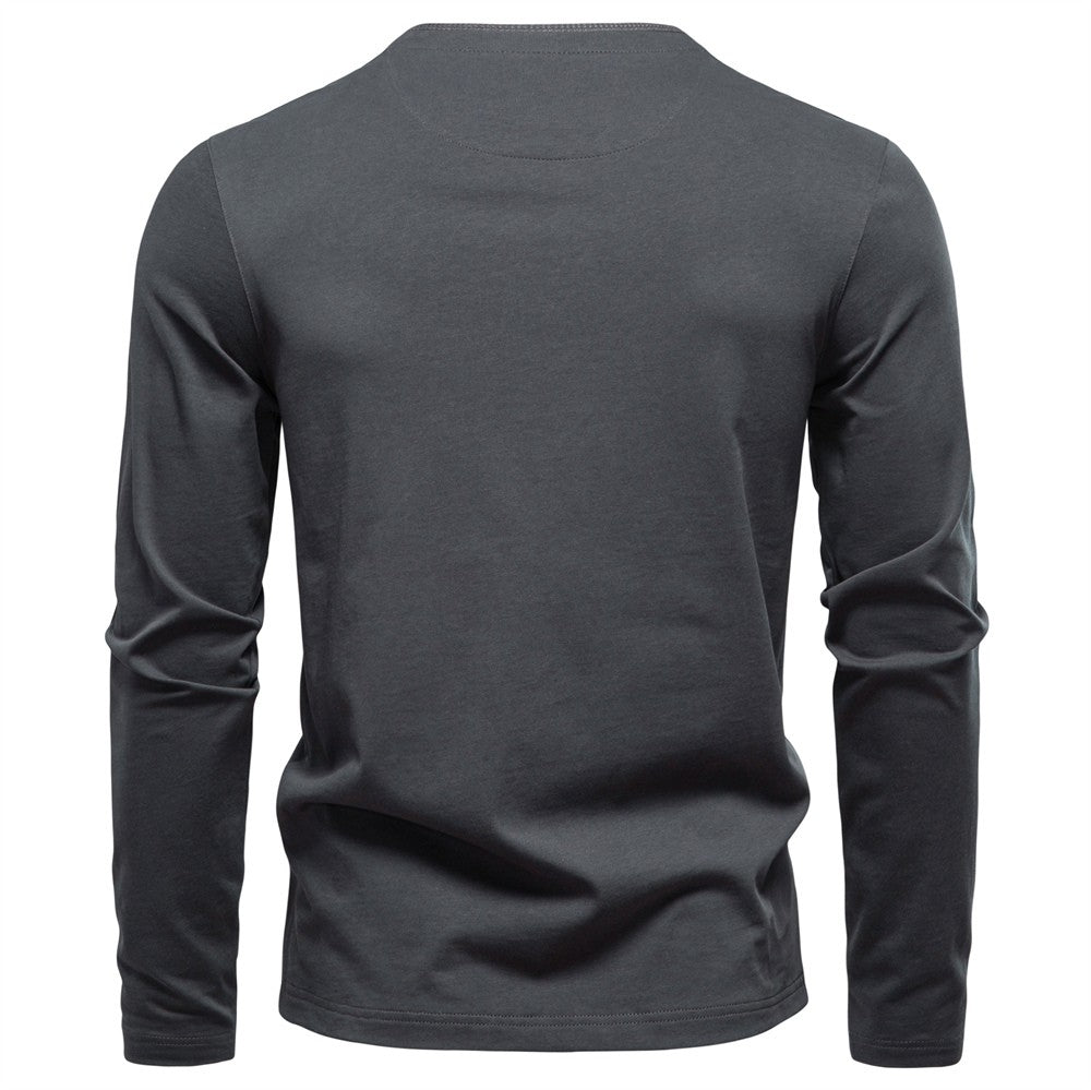 AIOPESON Men's Long SleeveT-shirt Fashion HIgh Quality Cotton t shirt for man button collar basic tshirt
