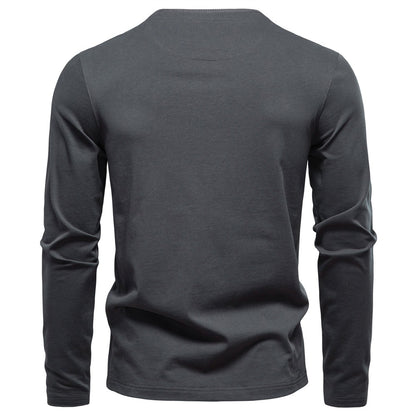 AIOPESON Men's Long SleeveT-shirt Fashion HIgh Quality Cotton t shirt for man button collar basic tshirt