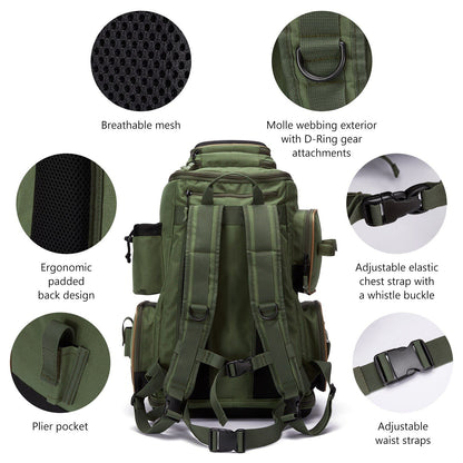 Mochila de Pesca Multifuncional Bassdash Leve Tática com Caixa de Iscas Flexível e Capa de Chuva Protetora