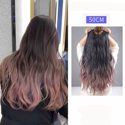 Extensões de Cabelo Sintético em V de uma Peça com 4 Clips Cabelo Liso Longo Peruca Cor 50CM Cabelo Falso Natural