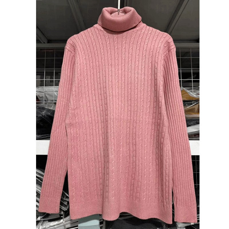 Autumn and Winter Men's Sweater Thin Elastic Fine Knitted Warm Top Versatile High Neck Solid Color Tight Fitting Pullover Top