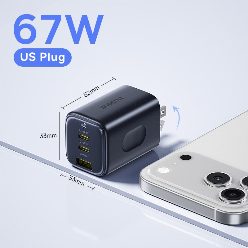 Baseus Picogo 67W GaN Charger PD Charger Type C USB Charger Fast Charging Phone Charger For iPhone 17 16 Travel Charger Portable