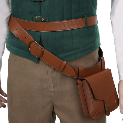 New prince role-playing rider fantasy costume adult dress uniform vest pants belt set green Halloween carnival costume