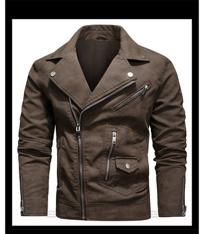 Jacket Men Coat Winter Leather Bomber Genuine Casual Brown Jackets Coats Faux Leather Vintage Black Biker Jacket Men Windproof