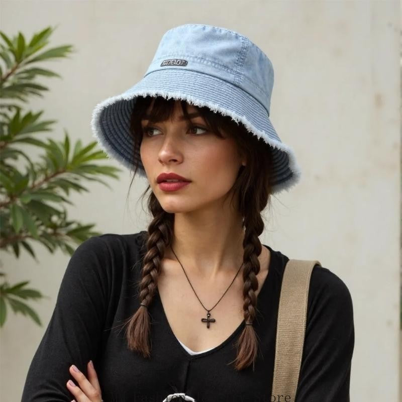 Fashionable Fabric Fabric Hat Adjustable Rope Hat for Women Spring Autumn Outdoor Activity Sun Protective Headwear