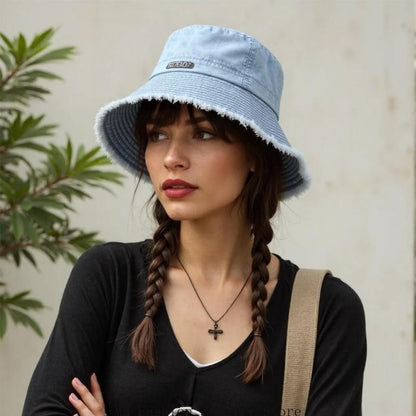 Fashionable Fabric Fabric Hat Adjustable Rope Hat for Women Spring Autumn Outdoor Activity Sun Protective Headwear