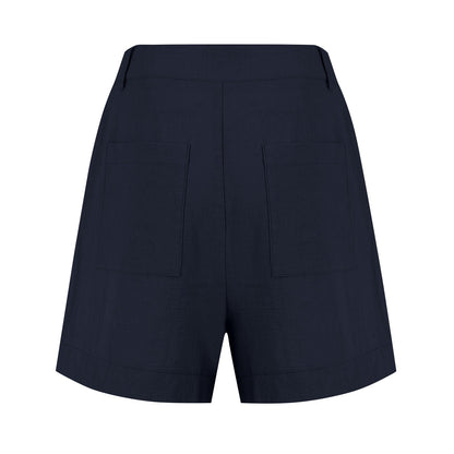 Cotton Linen Solid Shorts For Women Button High Waist Summer Loose Casual Pockets Shorts Female Pants Women Clothing