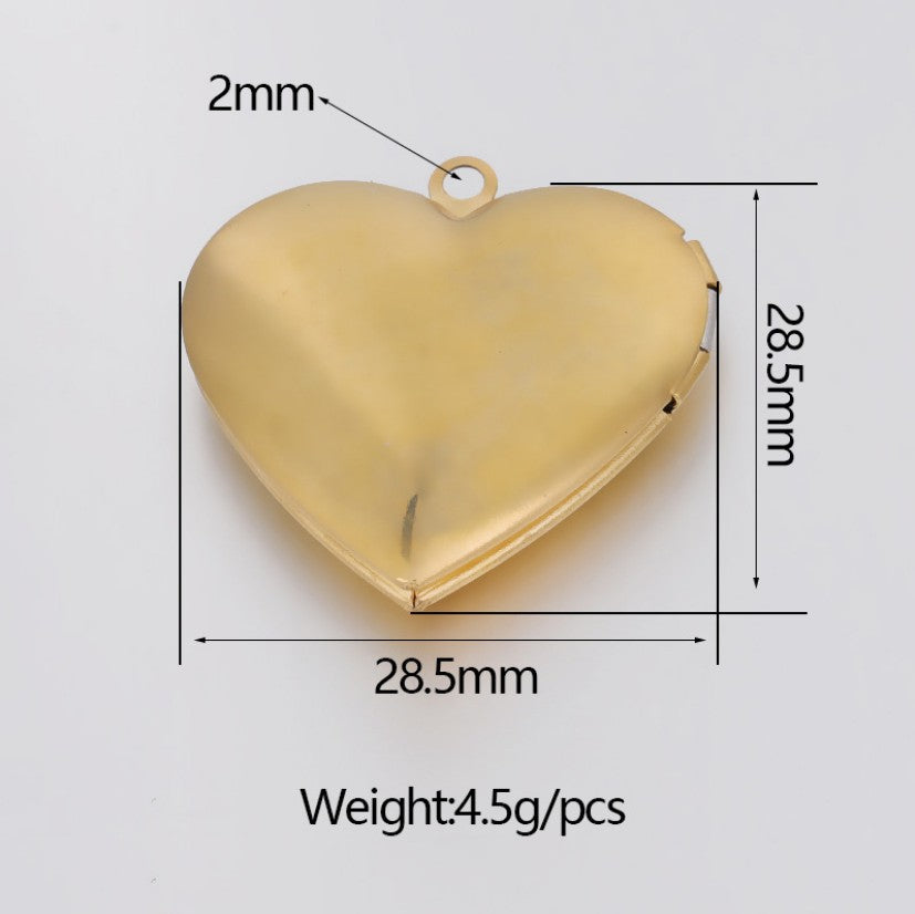 2 Peças/Lote Espelho Polido Aço Inoxidável Amor Coração Porta-Retrato 28.5*28.5mm DIY Pingente Colar Locket de Memória