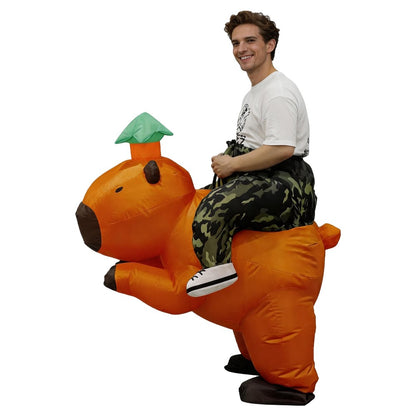 Cartoon Inflatable Capibara Ride on Costume Mascot Carnival Halloween Character Cosplay Fancy Costume Funny Performance Costume
